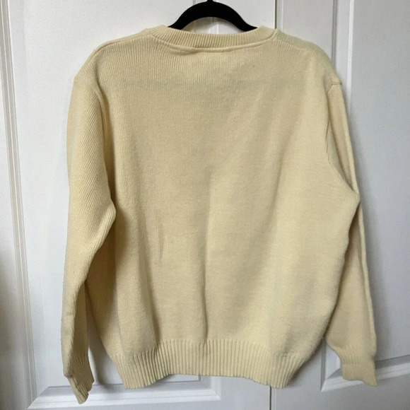 Vintage Foxhunter Yellow Acrylic Knit V-neck Embroidered Ireland Sweater - Picture 5 of 8